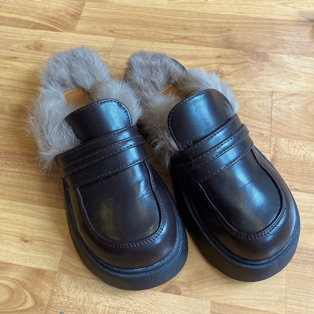Faux Fur Leather Loafers